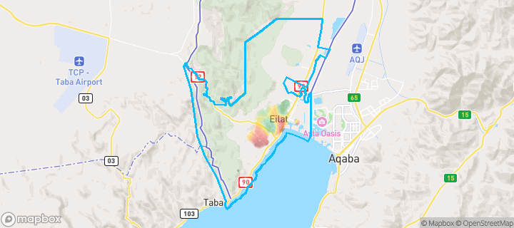 מפה של אילת — תחומי העיר מסומנים