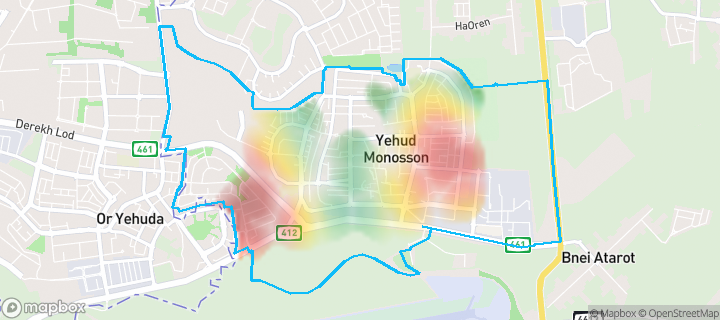 מפה של יהוד מונוסון — תחומי העיר מסומנים
