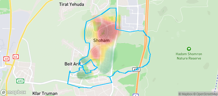 מפה של שהם — תחומי העיר מסומנים