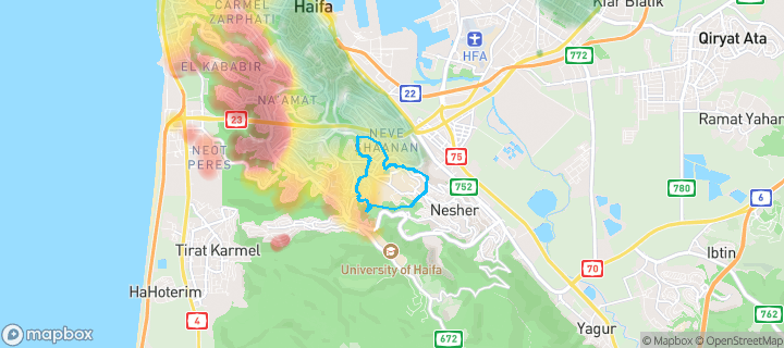 מפת חום של מחירי הנדל"ן בשכונת זיו, חיפה — אזורים יקרים בגווני חם, אזורים זולים בגווני קר