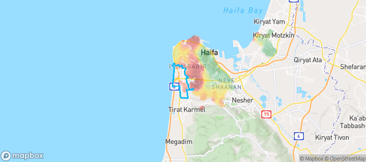 מפת חום של מחירי הנדל"ן בשכונת נאות פרס, חיפה — אזורים יקרים בגווני חם, אזורים זולים בגווני קר