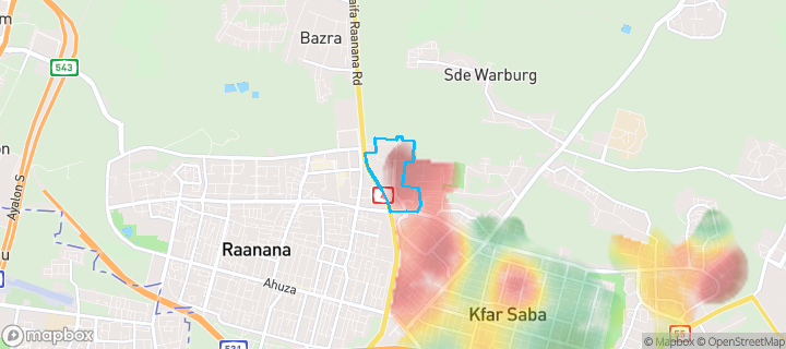 מפת חום של מחירי הנדל"ן בשכונת צפון מערב 2, כפר סבא — אזורים יקרים בגווני חם, אזורים זולים בגווני קר