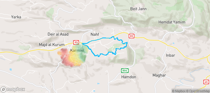 מפת חום של מחירי הנדל"ן בשכונת אזור תעשׂייה, כרמיאל — אזורים יקרים בגווני חם, אזורים זולים בגווני קר
