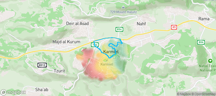מפת חום של מחירי הנדל"ן בשכונת המערבית, כרמיאל — אזורים יקרים בגווני חם, אזורים זולים בגווני קר