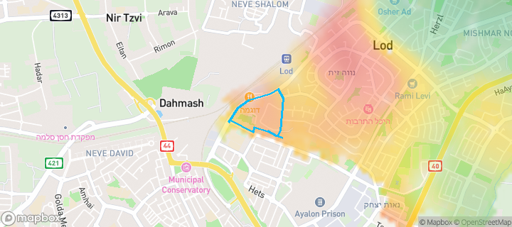 מפת חום של מחירי הנדל"ן בשכונת נאות בגין, לוד — אזורים יקרים בגווני חם, אזורים זולים בגווני קר