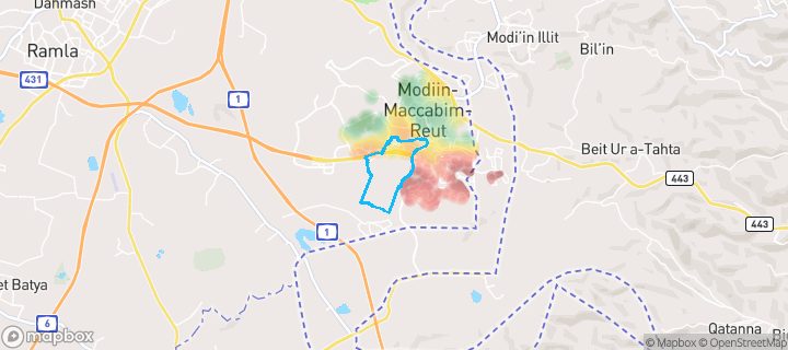 מפת חום של מחירי הנדל"ן בשכונת הציפורים, מודיעין מכבים רעות — אזורים יקרים בגווני חם, אזורים זולים בגווני קר