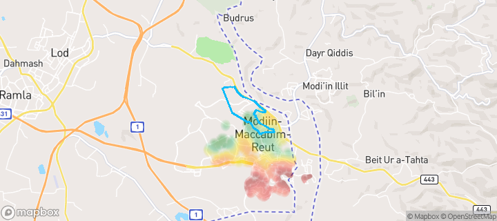 מפת חום של מחירי הנדל"ן בשכונת הנביאים, מודיעין-מכבים-רעות — אזורים יקרים בגווני חם, אזורים זולים בגווני קר