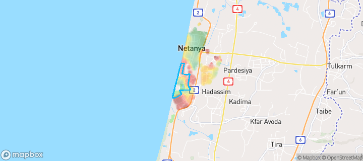 מפת חום של מחירי הנדל"ן בשכונת נאות שקד, נתניה — אזורים יקרים בגווני חם, אזורים זולים בגווני קר