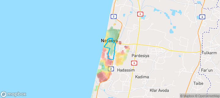 מפת חום של מחירי הנדל"ן בשכונת רמת אפרים, נתניה — אזורים יקרים בגווני חם, אזורים זולים בגווני קר