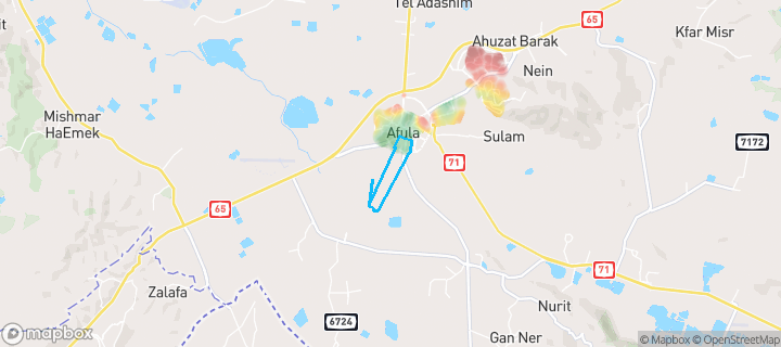מפת חום של מחירי הנדל"ן בשכונת דרום מערב 3, עפולה — אזורים יקרים בגווני חם, אזורים זולים בגווני קר