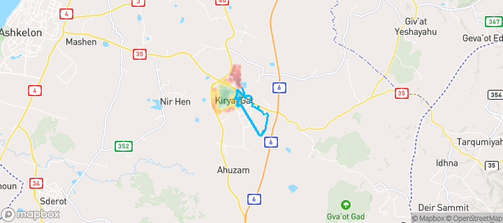 מפת חום של מחירי הנדל"ן בשכונת החורש, קריית גת — אזורים יקרים בגווני חם, אזורים זולים בגווני קר