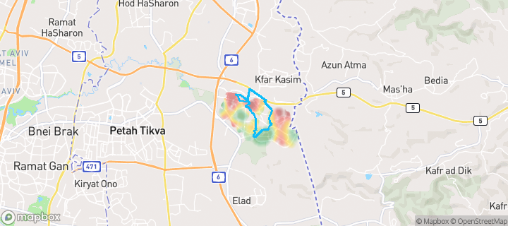 מפת חום של מחירי הנדל"ן בשכונת גבעת טל, ראש העין — אזורים יקרים בגווני חם, אזורים זולים בגווני קר