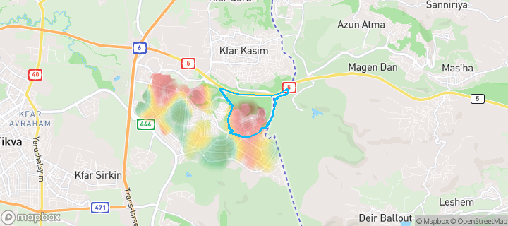 מפת חום של מחירי הנדל"ן בשכונת נווה אפק, ראש העין — אזורים יקרים בגווני חם, אזורים זולים בגווני קר