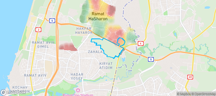 מפת חום של מחירי הנדל"ן בשכונת עמידר, רמת השרון — אזורים יקרים בגווני חם, אזורים זולים בגווני קר