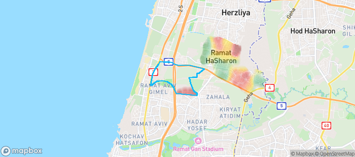 מפת חום של מחירי הנדל"ן בשכונת קרית שאול, רמת השרון — אזורים יקרים בגווני חם, אזורים זולים בגווני קר