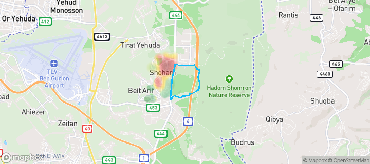 מפת חום של מחירי הנדל"ן בשכונת מזרח, שהם — אזורים יקרים בגווני חם, אזורים זולים בגווני קר