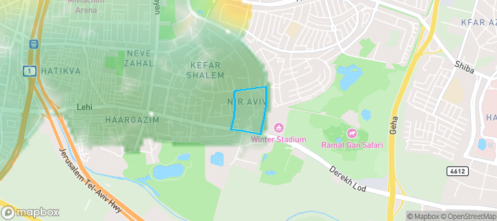 מפת חום של מחירי הנדל"ן בשכונת ניר אביב, תל אביב יפו — אזורים יקרים בגווני חם, אזורים זולים בגווני קר