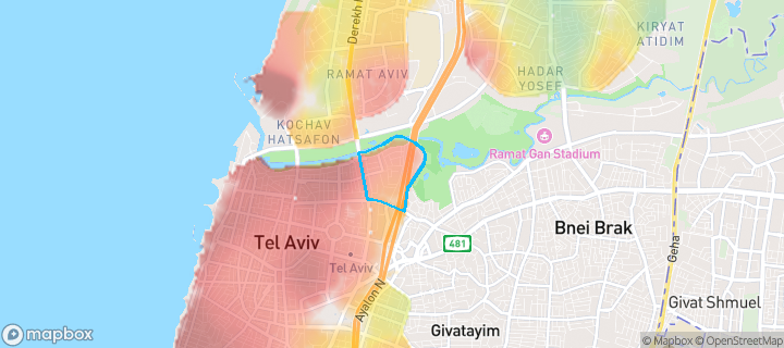 מפת חום של מחירי הנדל"ן בשכונת בבלי, תל אביב - יפו — אזורים יקרים בגווני חם, אזורים זולים בגווני קר