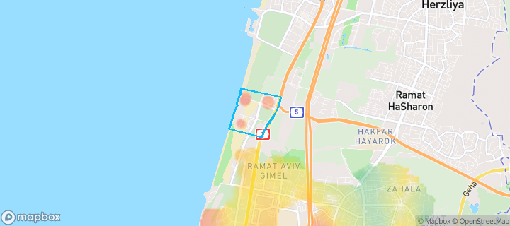 מפת חום של מחירי הנדל"ן בשכונת גלילות, תל אביב - יפו — אזורים יקרים בגווני חם, אזורים זולים בגווני קר