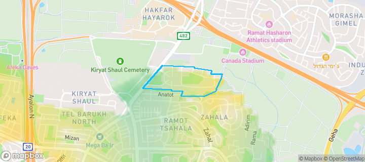 מפת חום של מחירי הנדל"ן בשכונת המשתלה, תל אביב - יפו — אזורים יקרים בגווני חם, אזורים זולים בגווני קר