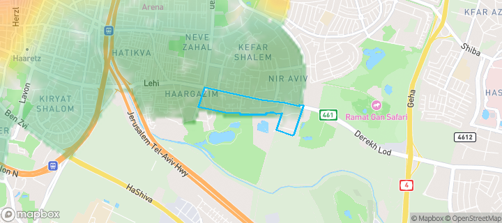 מפת חום של מחירי הנדל"ן בשכונת לבנה,ידידיה, תל אביב - יפו — אזורים יקרים בגווני חם, אזורים זולים בגווני קר