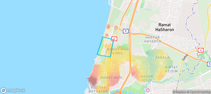 מפת חום של מחירי הנדל"ן בשכונת צוקי אביב, תל אביב - יפו — אזורים יקרים בגווני חם, אזורים זולים בגווני קר